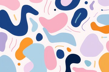 Pastel Shapes on White Background. Playful Abstractions with Simple Forms.