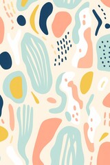 Pastel Shapes on White Background. Playful Abstractions with Simple Forms.