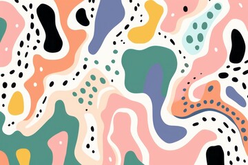 Squiggly Line Style in Pastel. Playful Figures and Simple Abstraction.