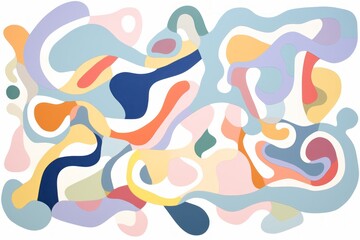 Squiggly Line Style in Pastel. Playful Figures and Simple Abstraction.