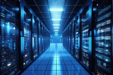 Fototapeta premium Rows of Servers in a Data Center