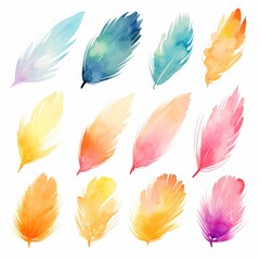Colorful Feathers Dancing on a Blank Canvas