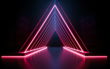 Fototapeta premium 3d render. Geometric figure in neon light against a