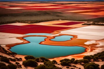 red Colorful salt fields and mineral lakes found 