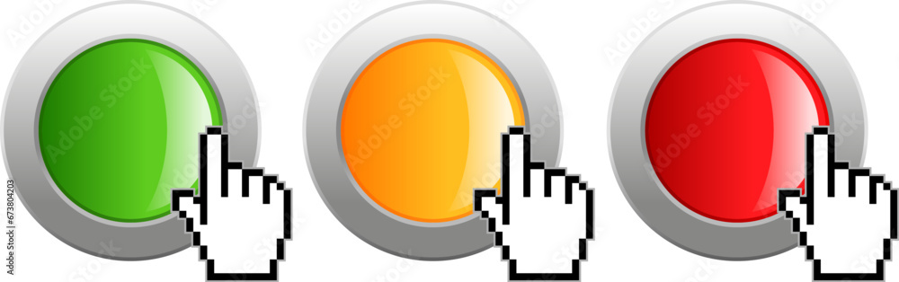 Wall mural glass web buttons with cursor, click here