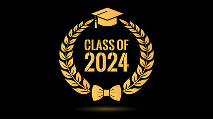 Senior class of 2024 year, graduation icon - 673804297