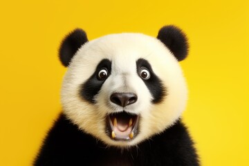 A Curious Panda Bear in Monochrome
