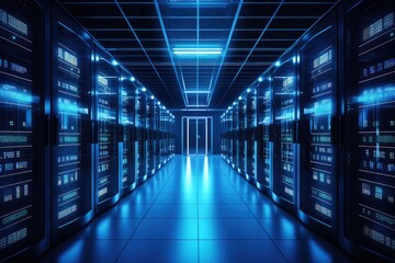 Fototapeta premium Rows of Servers in a Data Center