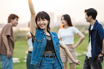 Obraz premium Image of a group of young Asian people laughing happily together