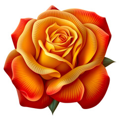 Orange and Yellow American Beauty Rose Illustrations: Floral Elegance