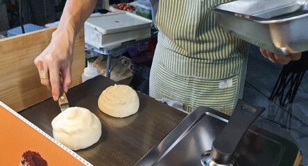 chef preparing dough souffle making
