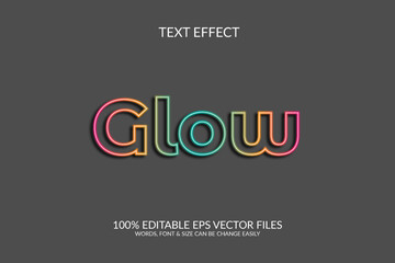 Glow 3d vector eps fully editable text effect illustration template.