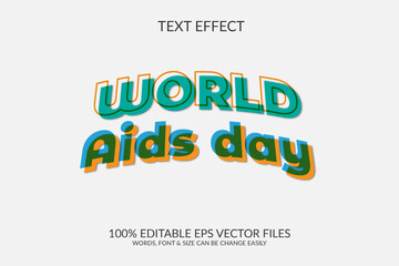 World aids day 3d vector eps fully editable text effect illustration template.