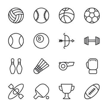 sports icons set isolate on white