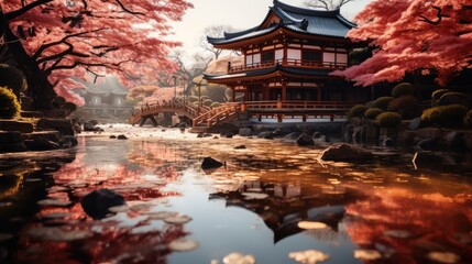Kyoto Daigoji temple with beautiful spring blossoms.