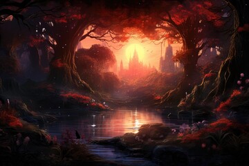 A Serene Evening in the Enchanted Woods