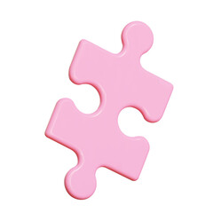 Obraz premium 3d pink jigsaw puzzle piece on isolated background. Stock vector illustration..
