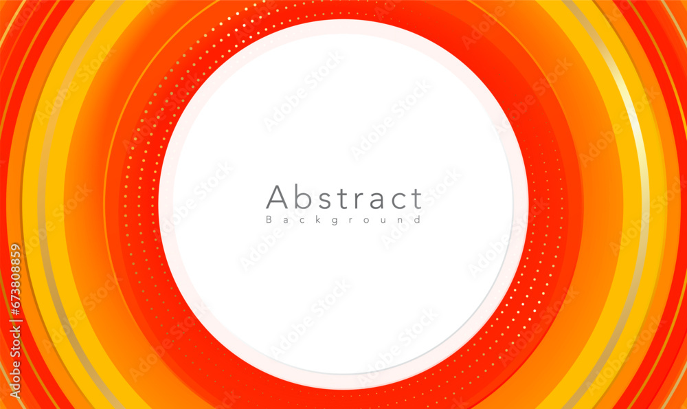 Poster abstract 3d circle layer orange gradient background with golden line. elegant circular circles desig