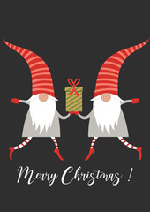 cartes de noel, merry christmas, 2024, gnomes de noel, noël, carte, vecteur, cadeau, vacances, illustration, père noël, dessin animé, célébration, hiver, content, joyeux, conception, saluer, fun, art,