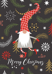 cartes de noel, merry christmas, 2024, gnomes de noel, noël, carte, vecteur, cadeau, vacances, illustration, père noël, dessin animé, célébration, hiver, content, joyeux, conception, saluer, fun, art,
