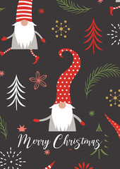 cartes de noel, merry christmas, 2024, gnomes de noel, noël, carte, vecteur, cadeau, vacances, illustration, père noël, dessin animé, célébration, hiver, content, joyeux, conception, saluer, fun, art,