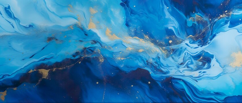 Abstract marbleized effect background. Blue creative background