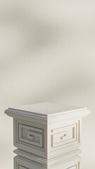 minimal white stand podium gothic pillar 3d rendering