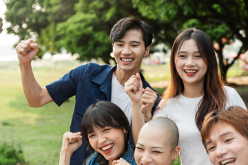 Image of a group of Asian students studying together