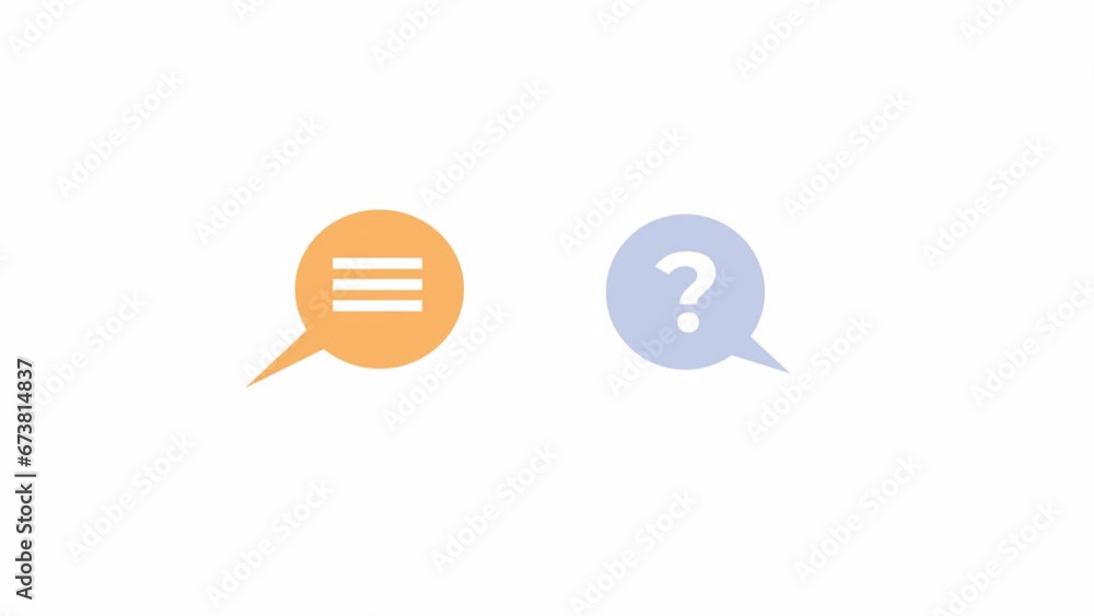 Poster answer question mark speech balloons 2d object animation. job interview flat cartoon 4k video, trans