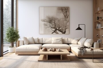 A Cozy Living Room with Stylish Furniture and a Striking Wall Painting