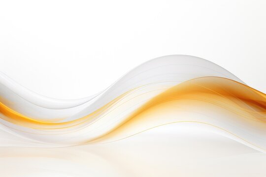 A Serene Dance of White and Orange Waves on a Canvas of Pure White © pham