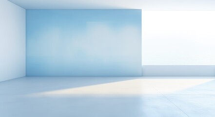 An Empty Room with Blue Walls and a White Floor