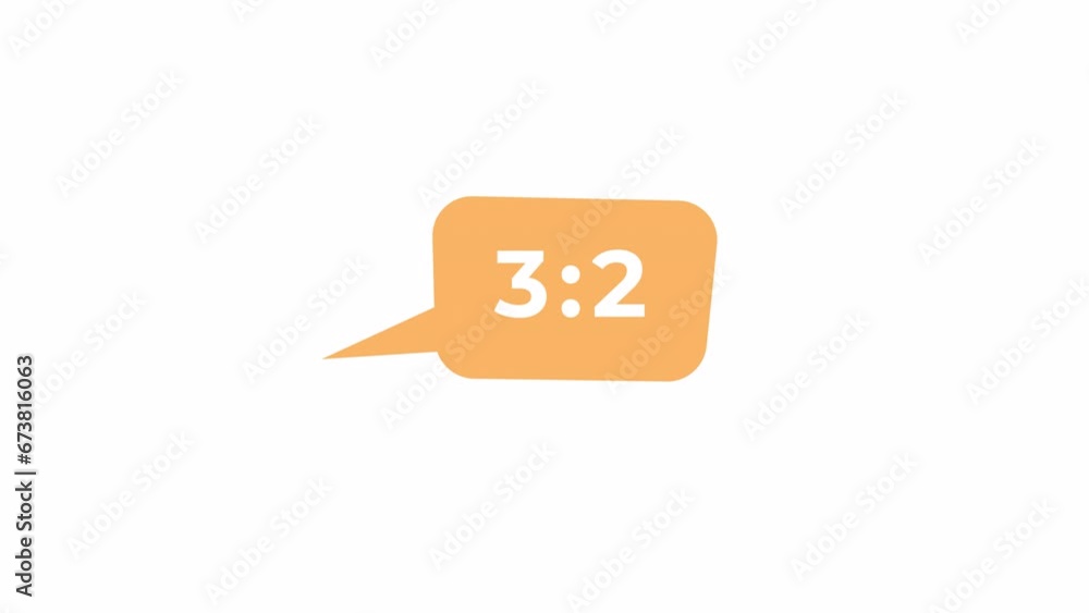 Poster score soccer goals speech bubble 2d object animation. match points speech cloud showing up flat cart