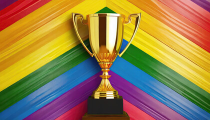 gold trophy with background flag lgbt