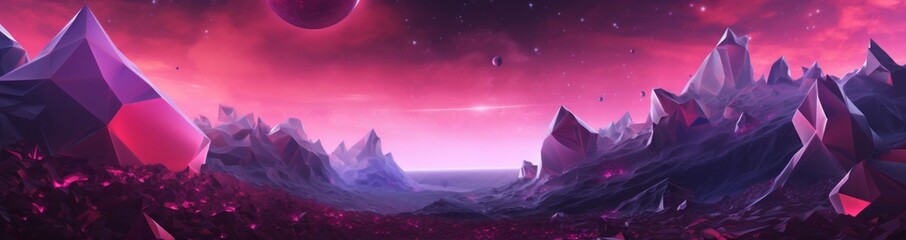 Purple Space Landscape with Vibrant Objects