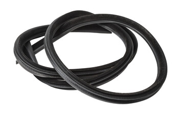 Rolled up black rubber sealant for elements of the car body, doors or trunk, for noise insulation, thermal and sound, preventing heat loss in the car interior. Sealing gasket for repair in a workshop.