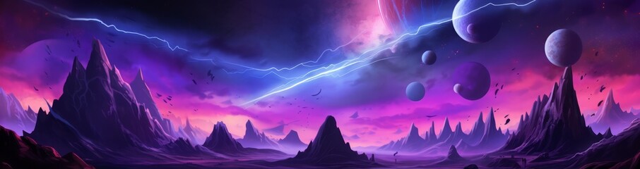 Galactic Gemstone: Purple Sci-Fi World with Cosmic Moons