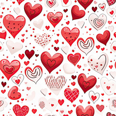 Red Hearts Seamless Pattern Background Digital Paper, Romantic Pattern Backgrounds