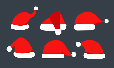 Santa Claus hat collection, vector, illustration, flat design
