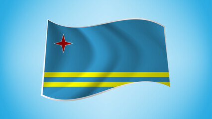 National Flag of Aruba - Waving National Flag of Aruba - Aruba Flag Illustration