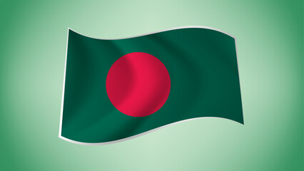 National Flag of Bangladesh - Waving National Flag of Bangladesh - Bangladesh Flag Illustration