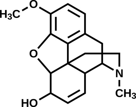 Codeine structural formula, vector illustration