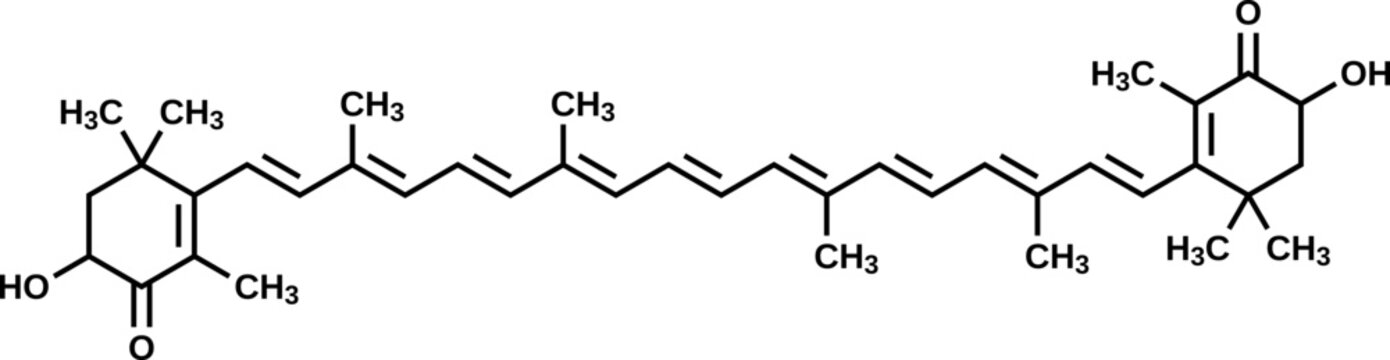 Astaxanthin structural formula, vector illustration