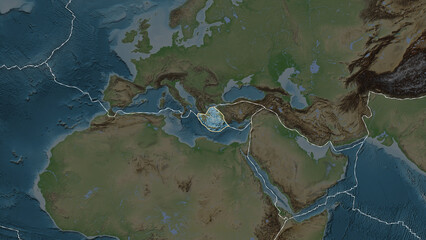 Aegean Sea plate - neighborhoods. Eckert III. Topografic