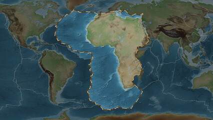 African plate extracted. Eckert III. Topografic