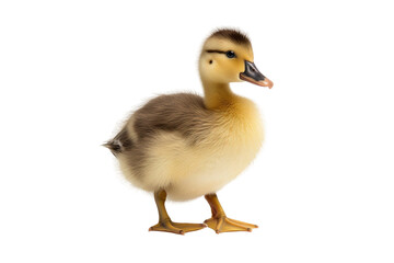 A Fluffy Baby Duckling Waddling by the Pond -on transparent background