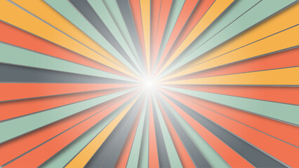 Colorful banner rays, lines background.
