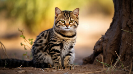 Naklejka na ściany i meble Black-footed cat Felis nigripes is the smallest cat found in Africa.