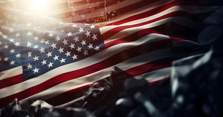 Fotobehang american flag, US economy, American symbol USA, background for advertising © elina
