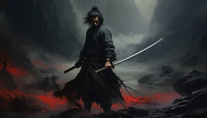 Foto op Canvas ancient oil painting Miyamoto Musashi Japanese war © Muaz